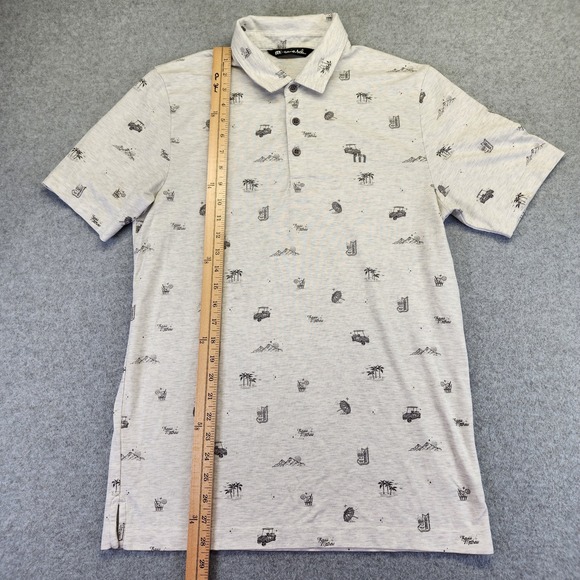 Travis Mathew Polo Mens M Shirt Tropical Golf‎ Cart Beer Cocktail All Over Print - Picture 8 of 8